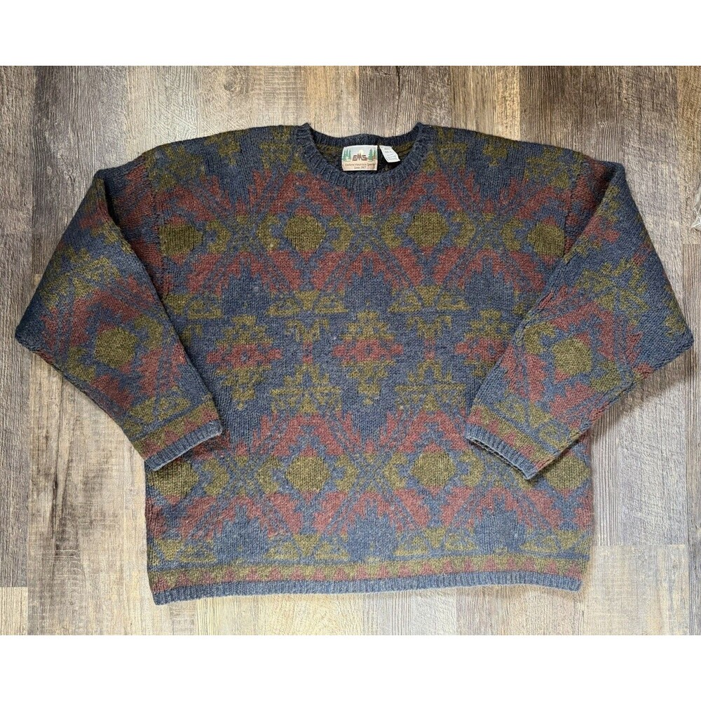 Vintage Eastern Mountain Sports Wool Sweater Mens XL Southwestern Aztec 90s